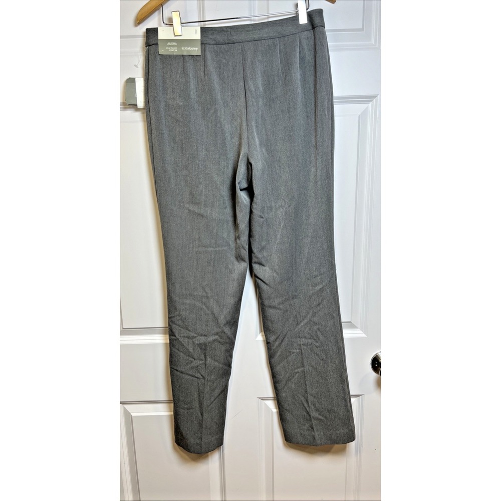 Liz Claiborne Size 8 Gray Audra Trouser Straight Leg Stretch Career Pants NWT